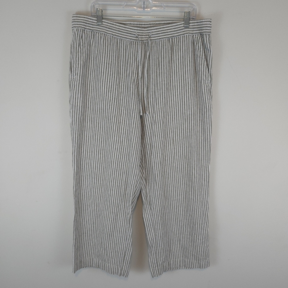 Talbots Women's Linen Blend Wide Leg Crop Pants